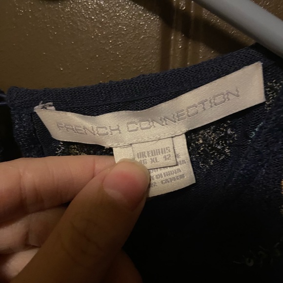 French Connection Diya Fit & Flare Midi Dress Size 12 Navy - Picture 9 of 12